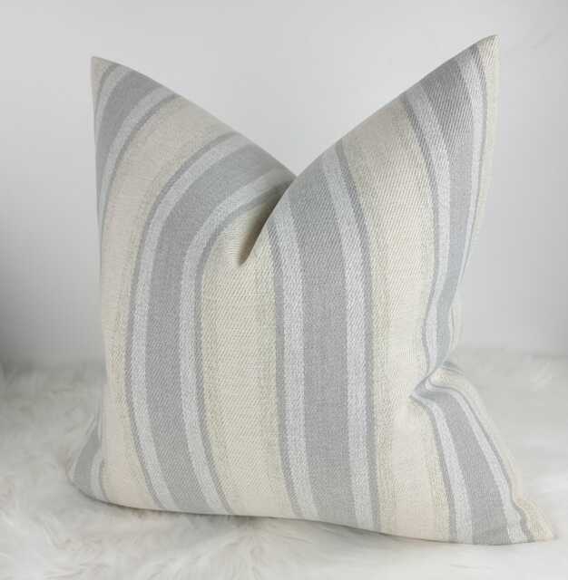 Traditional Stripe Wool Cushion Cover Bowmore Pebble, Handmade Throw Pillow, Grey Beige Striped/Scottish Pillow Cosy Sofa Bed - image 1