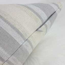 Traditional Stripe Wool Cushion Cover Bowmore Pebble, Handmade Throw Pillow, Grey Beige Striped/Scottish Pillow Cosy Sofa Bed - thumbnail 3