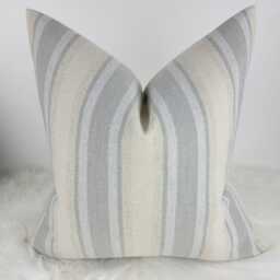 Traditional Stripe Wool Cushion Cover Bowmore Pebble, Handmade Throw Pillow, Grey Beige Striped/Scottish Pillow Cosy Sofa Bed - thumbnail 2