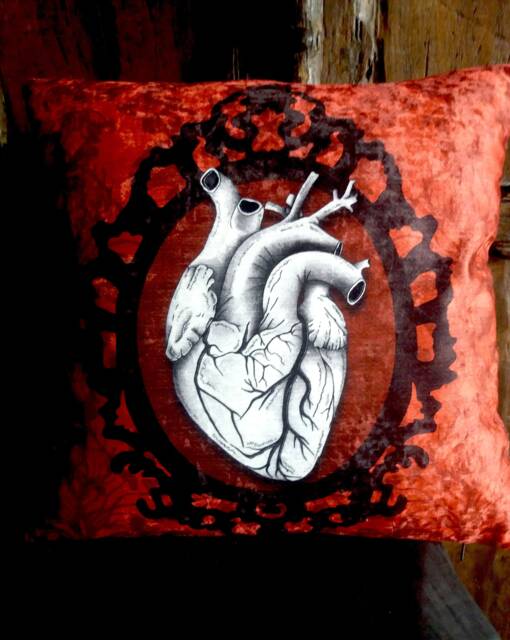 Anatomical Heart Cushion, Victorian Gothic Style, Alternative Valentine Or Wedding Gift, Edgar Allan Poe Tell Tale