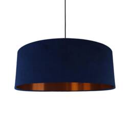 Extra Large Navy Blue Velvet Lampshade With Copper Lining Plain Ceiling Lightshade - thumbnail 1