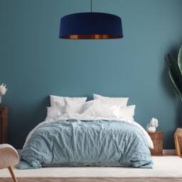 Extra Large Navy Blue Velvet Lampshade With Copper Lining Plain Ceiling Lightshade - thumbnail 2