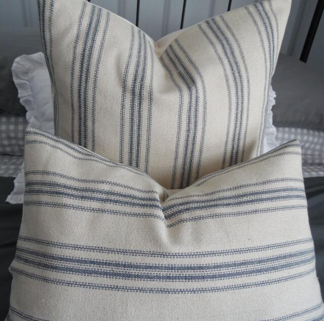 Grain Sack.blue/Natural.farmhouse Pillows.accent Pillows.toss Pillow.throw Pillow.slipcover.cushion Cover.country Living.stripe Sack - image 1