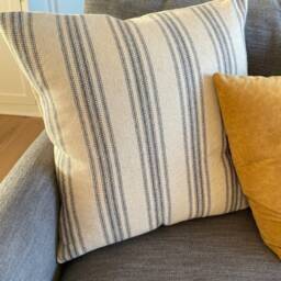 Grain Sack.blue/Natural.farmhouse Pillows.accent Pillows.toss Pillow.throw Pillow.slipcover.cushion Cover.country Living.stripe Sack - thumbnail 3