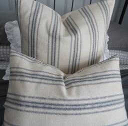Grain Sack.blue/Natural.farmhouse Pillows.accent Pillows.toss Pillow.throw Pillow.slipcover.cushion Cover.country Living.stripe Sack - thumbnail 1