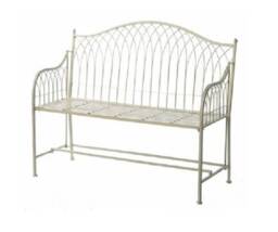 Cream Metal Garden Bench, Love Seat, Furniture, Patio Bench, French Style, Farmhouse, Gothic, Outdoor Seating
