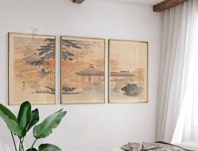 Japanese Set Of 3 Floral Posters, Art Prints, Katsushika Hokusai Wall Art, Ogata Korin Decor, Gift - image 1