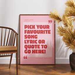 Custom Song Lyric Poster - Choose Your Favourite Quote Artwork Personalised Music Print, Unique Birthday Or Anniversary Gift - thumbnail 2