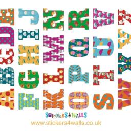 Fabric Alphabet Wall Stickers Kids Room Decor, Reusable Decals - thumbnail 2