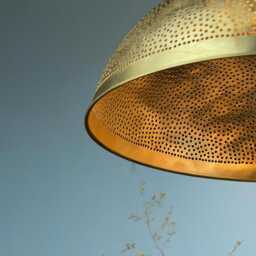 Handmade Moroccan Brass Pendant Light Perforated Dome Ceiling Lamp - thumbnail 3