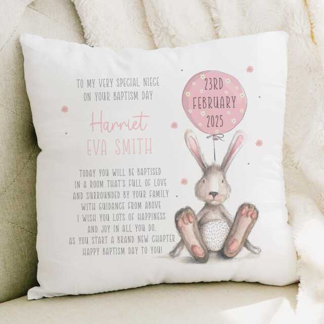 Personalised Christening Gift, Baptism Cushion For Girls, Gift Granddaughter, Goddaughter, Godparent - image 1