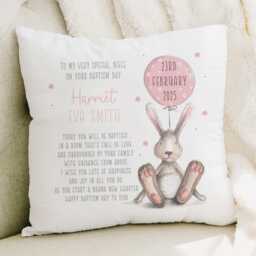 Personalised Christening Gift, Baptism Cushion For Girls, Gift Granddaughter, Goddaughter, Godparent
