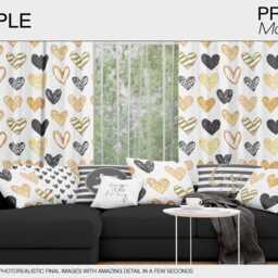 Curtains - Mockup Photoshop Linen Drapes & Pillows Curtain Panel Custom - thumbnail 4