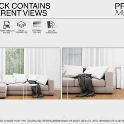 Curtains - Mockup Photoshop Linen Drapes & Pillows Curtain Panel Custom - thumbnail 2