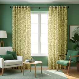 Geometric Mustard Curtains, Modern Abstract Pattern Drape, Made To Measure Window Panel, Custom Eyelet Or Rod Pocket Curtain For Living Room