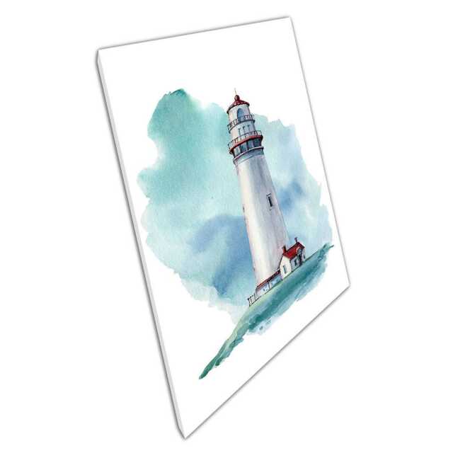 White Red Lighthouse Watercolor Canvas Print Nautical Wall Art For Home Office Decor - image 1