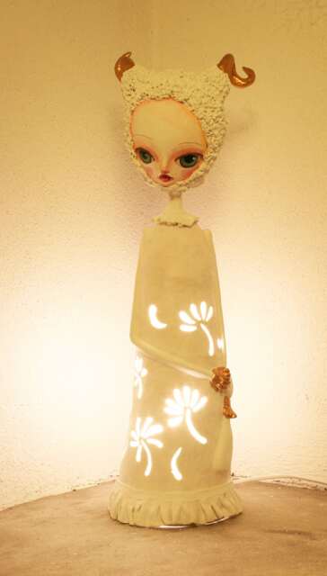 Paper Mache, Paper Clay, Lamp, Table Light, Kids Night Floor Gift For Her, Ambient, Lamps, Lampshade, Sculpture - image 1