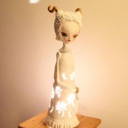Paper Mache, Paper Clay, Lamp, Table Light, Kids Night Floor Gift For Her, Ambient, Lamps, Lampshade, Sculpture - thumbnail 2