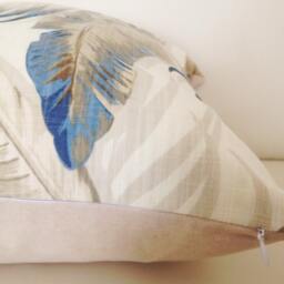 Tropical Palm Leaf Cushion Cover Blue & Natural Tommy Bahama Fabric - thumbnail 2