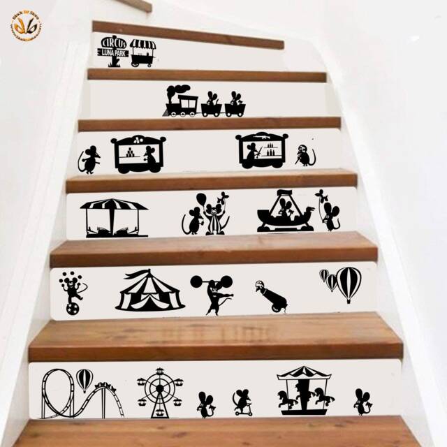 Stickers Family Murals Topini Amusement Park Rides Circus PVC Black 1 Kit Various Pieces Measures cm 24x60 Wall Sticker Mouse - image 1