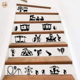 Stickers Family Murals Topini Amusement Park Rides Circus PVC Black 1 Kit Various Pieces Measures cm 24x60 Wall Sticker Mouse