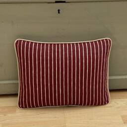 Crimson Red Pencil Stripe Cushion Cover Handmade Linen Pillow Sham - thumbnail 2