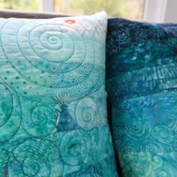 Oceanic Blue Euro Size Pillow Shams - Made To Order - thumbnail 2