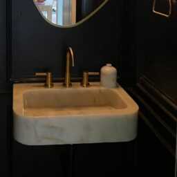 Calacatta Gold Marble Sink, Wall Mount Bathroom Sink - thumbnail 2
