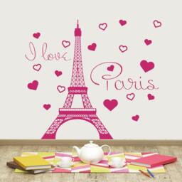 Quotes Wall Decals I Love Paris Decal Vinyl Stickers Eiffel Tower France Design Interior Bedroom Home Girl Room Decor Sticker J516 - thumbnail 1