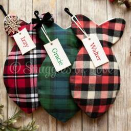 Handmade Buffalo Plaid Cat Christmas Stocking Personalized Pet Stocking - thumbnail 3