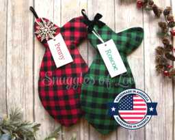 Handmade Buffalo Plaid Cat Christmas Stocking Personalized Pet Stocking