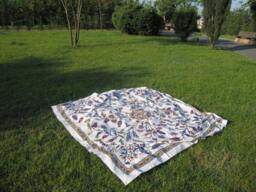 Turkish Cotton Tablecloth - Ottoman Tile Floral Print, Boho Tapestry - thumbnail 1