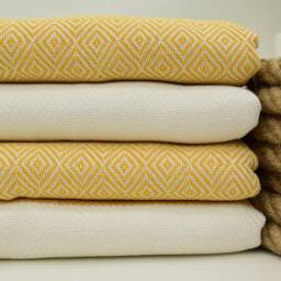 Christmas Gift Turkish Towel, Diamond Towels 40x70 Mustard Towel Patterned Organic Cotton Bct-Elms - thumbnail 2