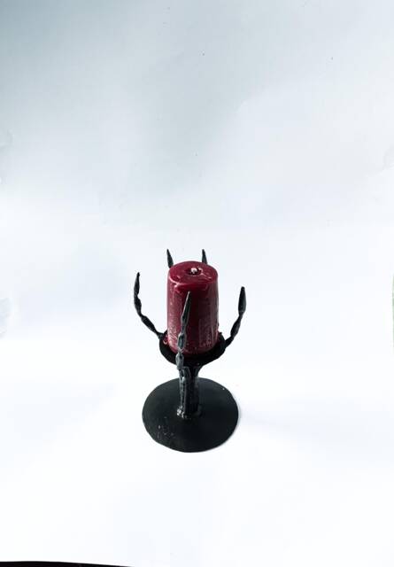 Forged Metal Skeleton Hand Candle Holder - Gothic Halloween Decor, Personalized Gift - image 1