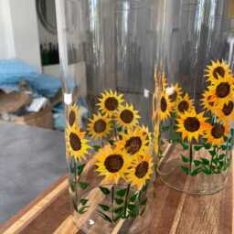 Hand-Painted Sunflower Vase Personalised Floral Garden Decor - thumbnail 3
