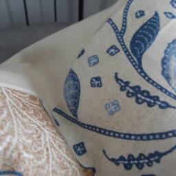 Bold Leaf Print.blue Pillows.spring Accent Pillows.cottage Pillow.throw Pillows.toss Pillow.slipcovers.pillow Covers.cushion Covers.summer - thumbnail 2
