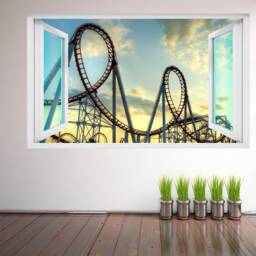 Roller Coaster Ride Wall Decal Sticker Mural Poster Print Art Kids Bedroom Home Decor Fm14 - thumbnail 1