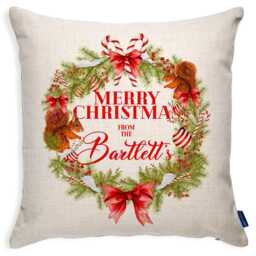 Personalised Christmas Cushion Cover Custom Squirrel Wreath Throw Pillow Stocking Filler Christmassy Festive Home Decor Family Gift Ekcc12 - thumbnail 3