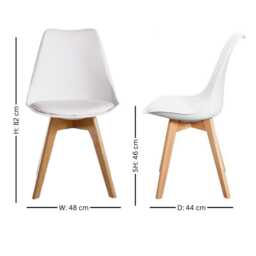 Mid-Century Modern Dining Chair Beech Wood Legs, Pu Leather Padded Seat - thumbnail 4