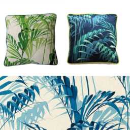 Sanderson Palm House, Botanical Green & Cream Cotton Linen Mix Cushion Cover, Throw Pillow Home Decor - thumbnail 4