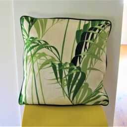 Sanderson Palm House, Botanical Green & Cream Cotton Linen Mix Cushion Cover, Throw Pillow Home Decor - thumbnail 3