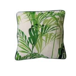 Sanderson Palm House, Botanical Green & Cream Cotton Linen Mix Cushion Cover, Throw Pillow Home Decor - thumbnail 1