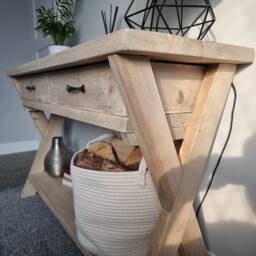 Farmhouse Console Table With Drawers , Rustic Table, Reclaimed Wood Hallway Shoe Storage, Organisation - thumbnail 2