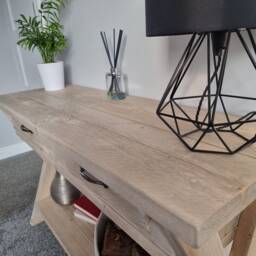 Farmhouse Console Table With Drawers , Rustic Table, Reclaimed Wood Hallway Shoe Storage, Organisation - thumbnail 3