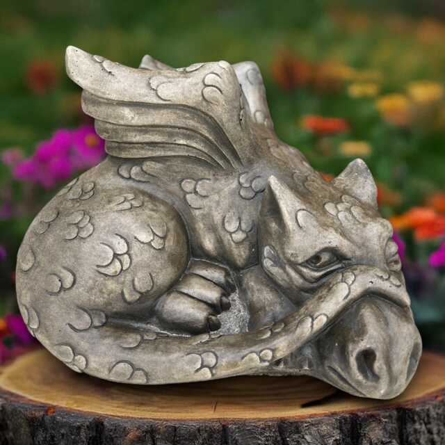 Relaxing Dragon Statue Concrete Baby Sculpture Outdor Laying Figurine Dragon Lover Gift Front Door Decoration Handmade - image 1