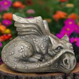 Relaxing Dragon Statue Concrete Baby Sculpture Outdor Laying Figurine Dragon Lover Gift Front Door Decoration Handmade - thumbnail 3