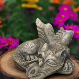 Relaxing Dragon Statue Concrete Baby Sculpture Outdor Laying Figurine Dragon Lover Gift Front Door Decoration Handmade - thumbnail 2