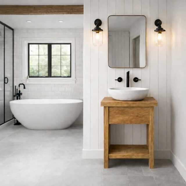 Chunky Wash Stand Bathroom Vanity Unit - Solid Beam Wooden Rustic Furniture Sink Vanities Handcrafted - image 1