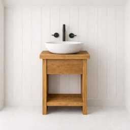 Chunky Wash Stand Bathroom Vanity Unit - Solid Beam Wooden Rustic Furniture Sink Vanities Handcrafted - thumbnail 2