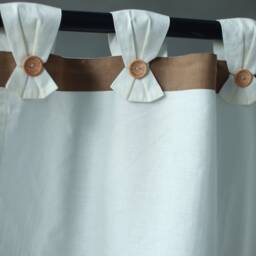 Ruffled Linen Curtain With Ties, French Farmhouse Style - 1 Panel - thumbnail 2